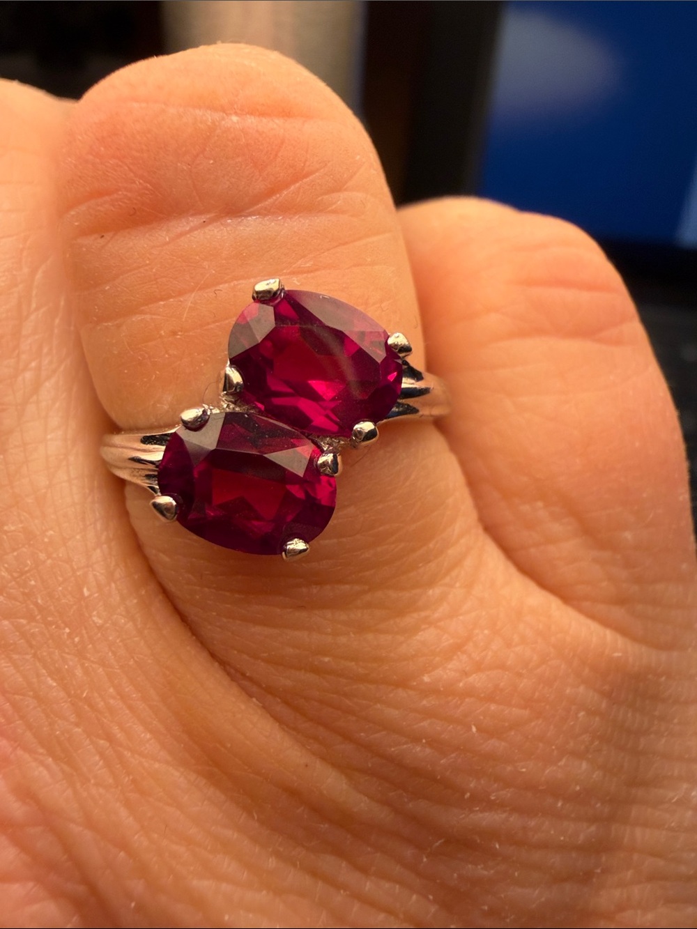 Vintage Nissan Ruby 10K Double Oval Gemstone Ring - Picture 11 of 12